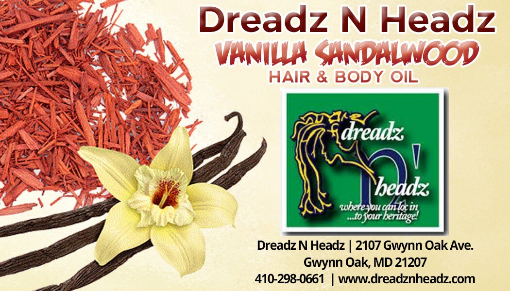Vanilla Sandalwood Dreadz-N-Headz Hair & Body Oil - 100% Vegan. Handcrafted Moisture from Scalp to Sole
