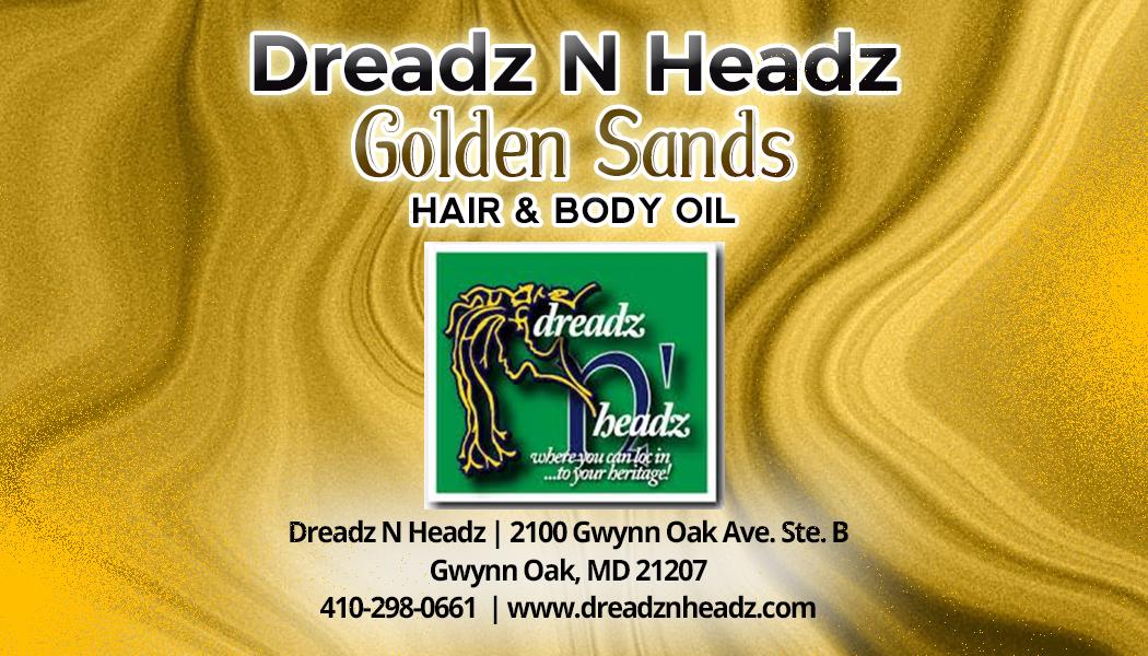 Golden Sands Dreadz-N-Headz Hair & Body Oil - 100% Vegan. Handcrafted Moisture from Scalp to Sole