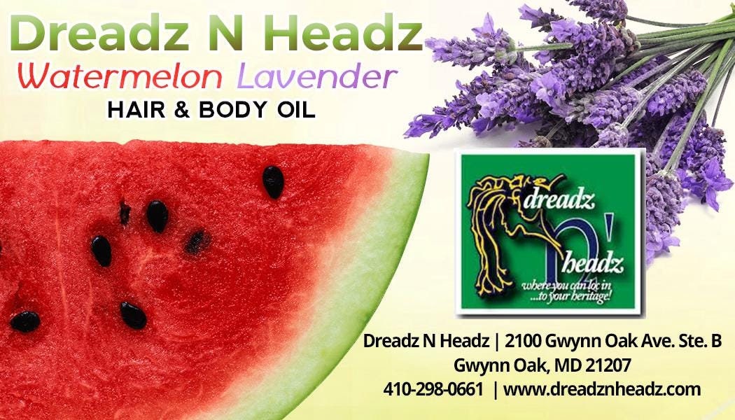Watermelon Lavender Dreadz-N-Headz Hair & Body Oil - 100% Vegan. Handcrafted Moisture from Scalp to Sole.