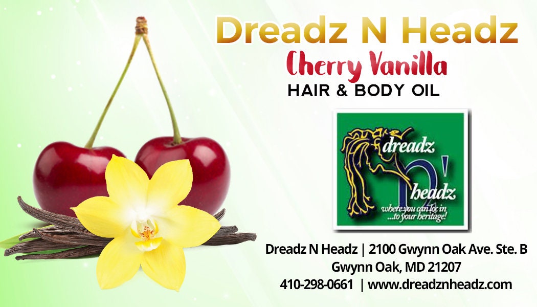 Cherry Vanilla Dreadz-N-Headz Hair & Body Oil - 100% Vegan. Handcrafted Moisture from Scalp to Sole