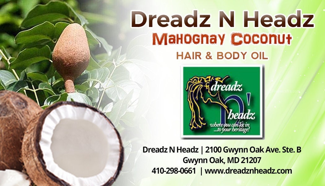 Mahogany Coconut Dreadz-N-Headz Hair & Body Oil - 100% Vegan. Handcrafted Moisture from Scalp to Sole.