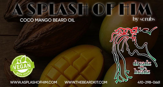A Splash of Him Coco Mango Beard Oil – Organic Vegan Growth & Hydration Blend