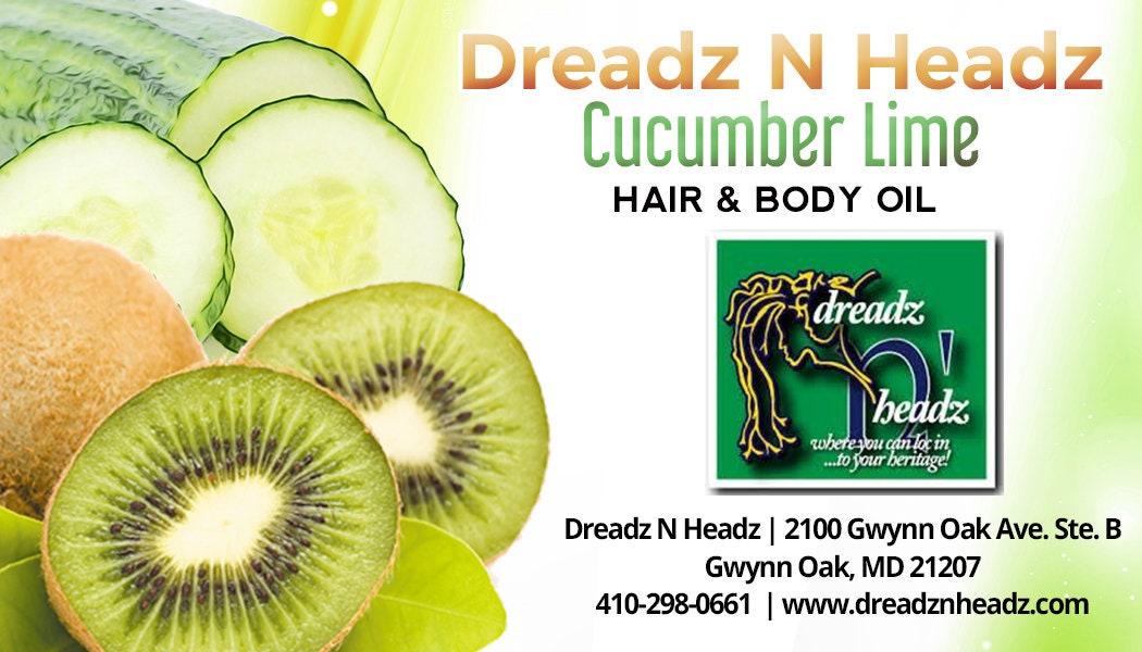 Cucumber Lime Dreadz-N-Headz Hair & Body Oil - 100% Vegan. Handcrafted Moisture from Scalp to Sole.