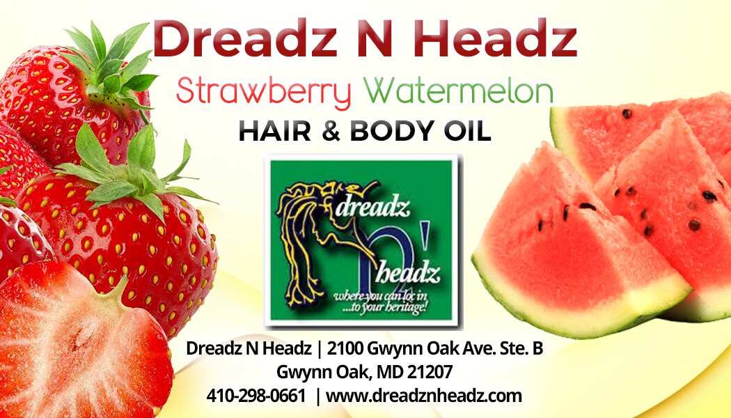 Strawberry Watermelon Dreadz-N-Headz Hair & Body Oil - 100% Vegan. Handcrafted Moisture from Scalp to Sole