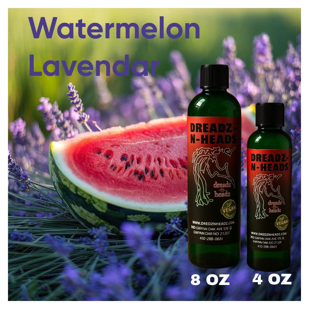 Watermelon Lavender Dreadz-N-Headz Hair & Body Oil - 100% Vegan. Handcrafted Moisture from Scalp to Sole.