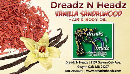 Vanilla Sandalwood Dreadz-N-Headz Hair & Body Oil - 100% Vegan. Handcrafted Moisture from Scalp to Sole