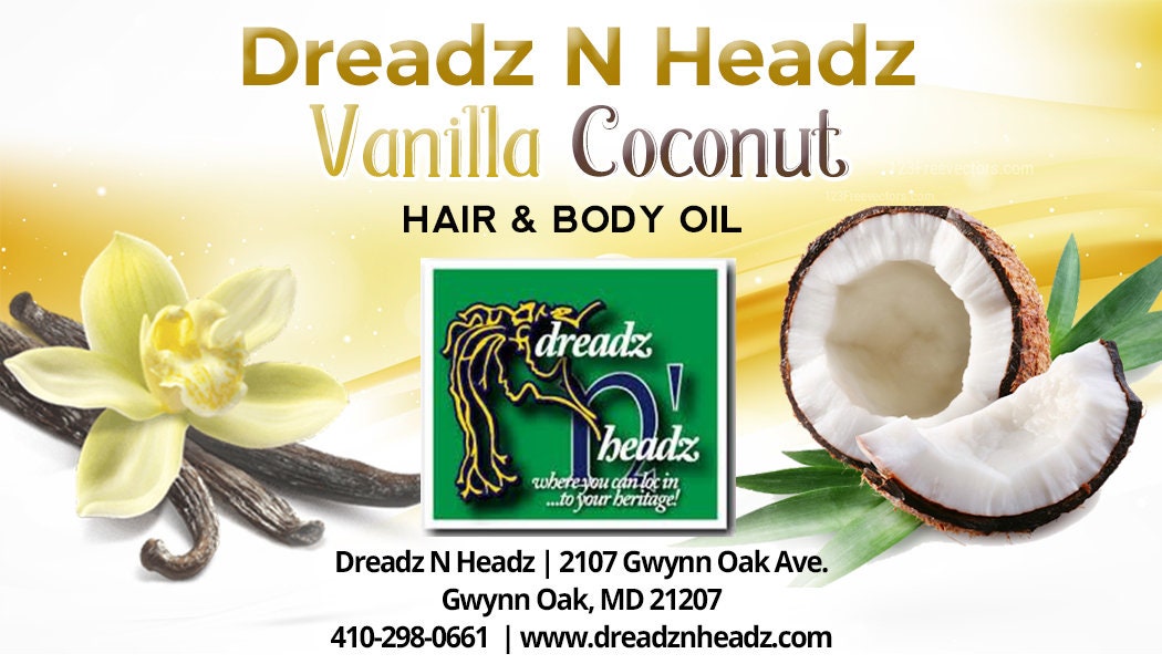 Vanilla Coconut Dreadz-N-Headz Hair & Body Oil - 100% Vegan. Handcrafted Moisture from Scalp to Sole