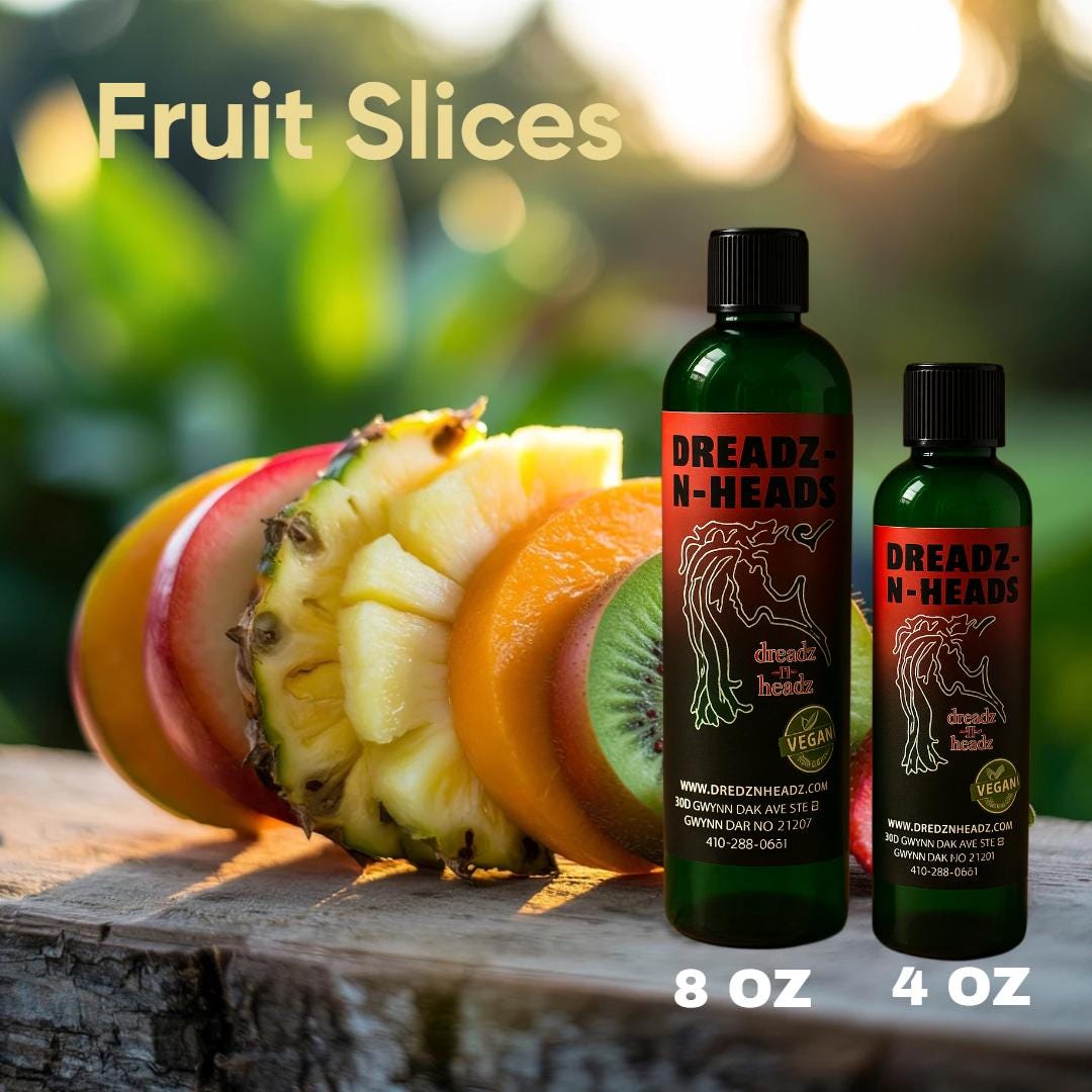 Sliced Fruit Dreadz-N-Headz Hair & Body Oil - 100% Vegan. Handcrafted Moisture from Scalp to Sole