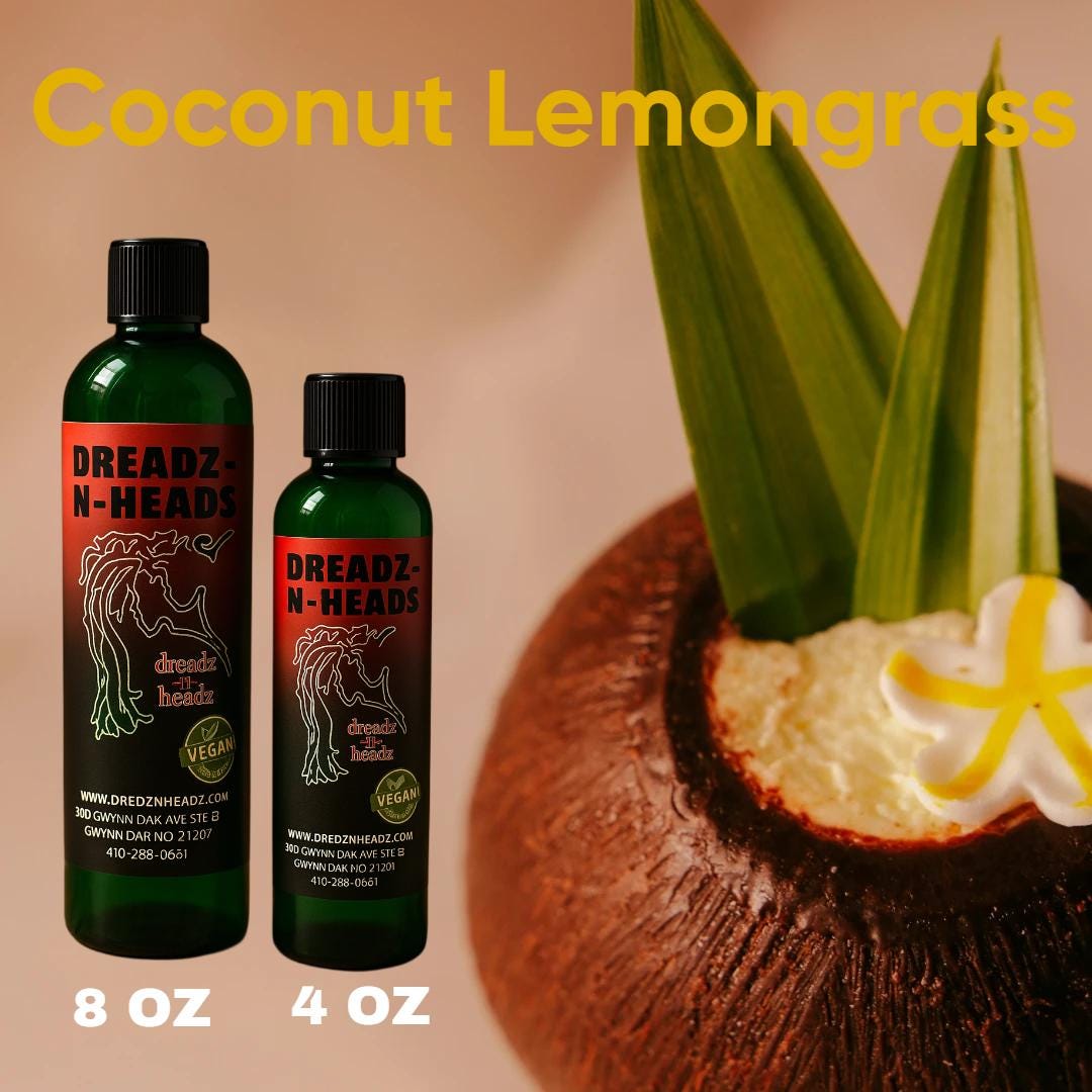 Coconut Lemongrass Dreadz-N-Headz Hair & Body Oil - 100% Vegan. Handcrafted Moisture from Scalp to Sole