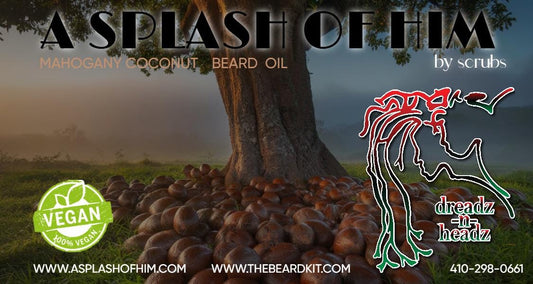 A Splash of Him -Mahogany Coconut Beard Oil – Organic Vegan Growth & Hydration