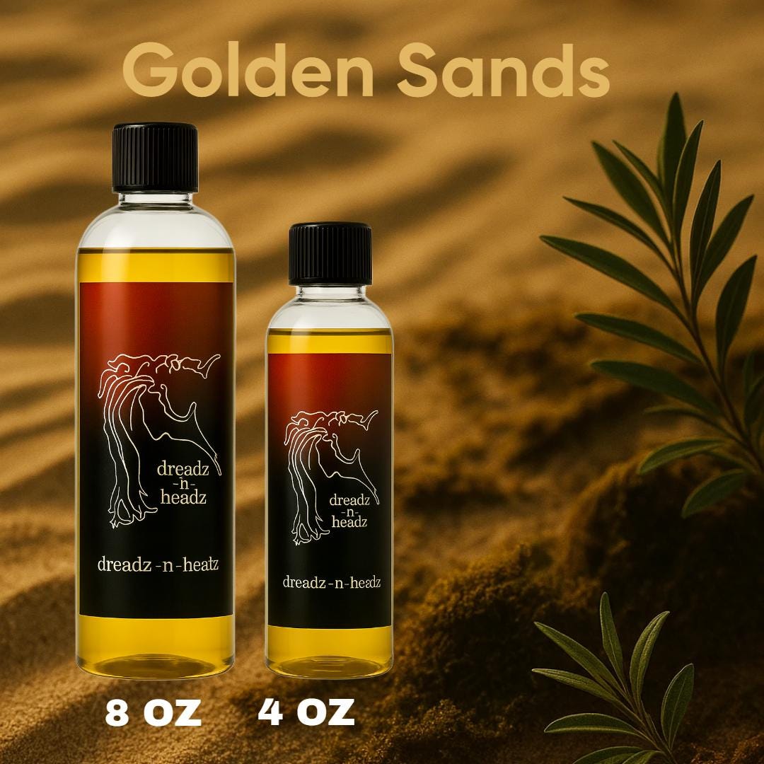 Golden Sands Dreadz-N-Headz Hair & Body Oil - 100% Vegan. Handcrafted Moisture from Scalp to Sole
