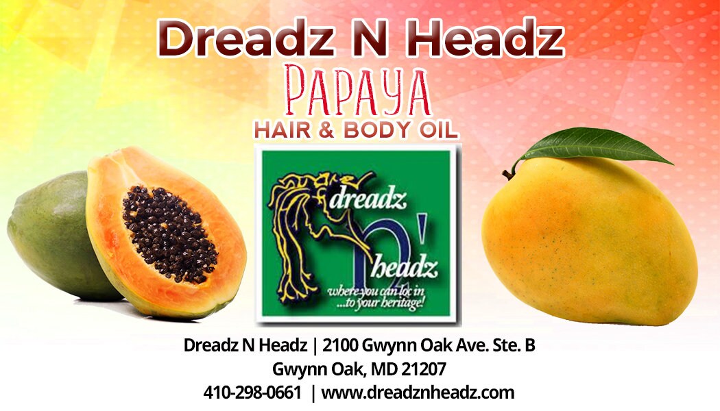 Papaya  - Dreadz-N-Headz Hair & Body Oil - 100% Vegan. Handcrafted Moisture from Scalp to Sole.