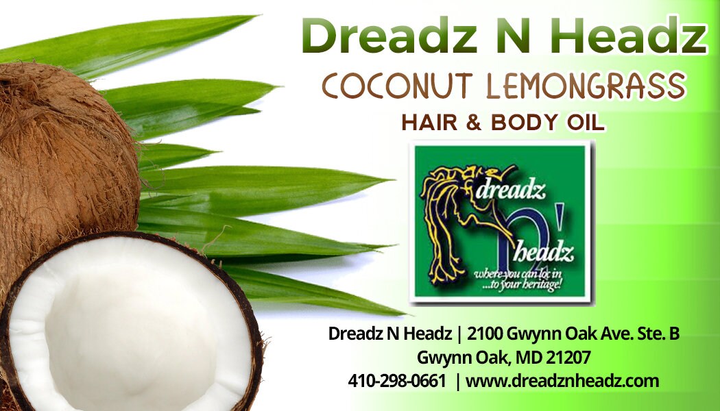 Coconut Lemongrass Dreadz-N-Headz Hair & Body Oil - 100% Vegan. Handcrafted Moisture from Scalp to Sole
