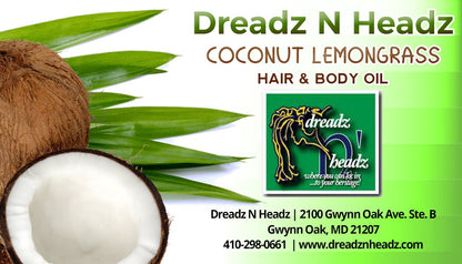 Coconut Lemongrass Dreadz-N-Headz Hair & Body Oil - 100% Vegan. Handcrafted Moisture from Scalp to Sole