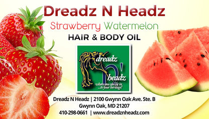 Strawberry Watermelon Dreadz-N-Headz Hair & Body Oil - 100% Vegan. Handcrafted Moisture from Scalp to Sole