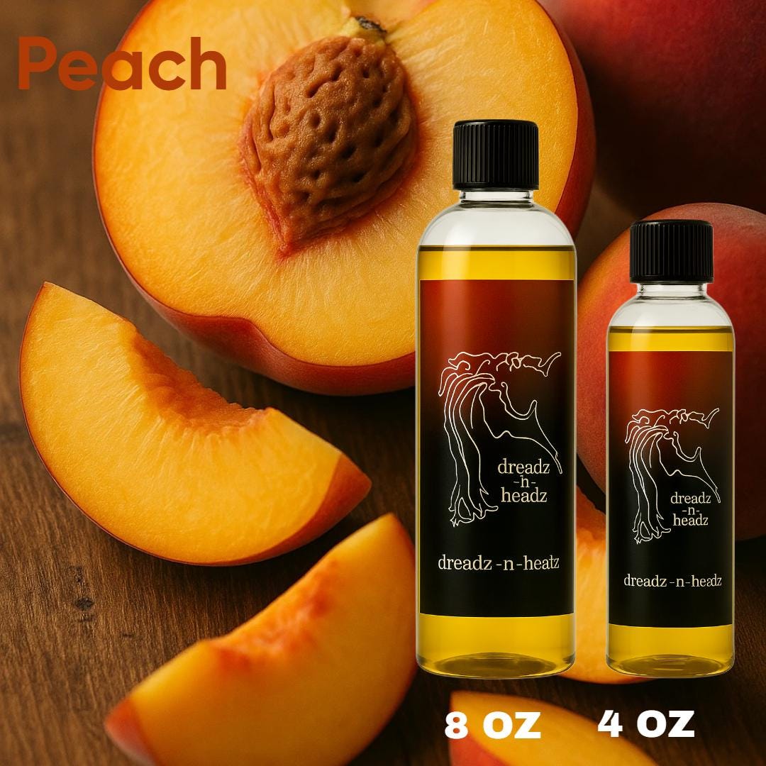 Peach Dreadz-N-Headz Hair & Body Oil - 100% Vegan. Handcrafted Moisture from Scalp to Sole