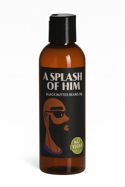 A Splash of Him Black Butter Beard Oil – Organic Vegan Growth Blend