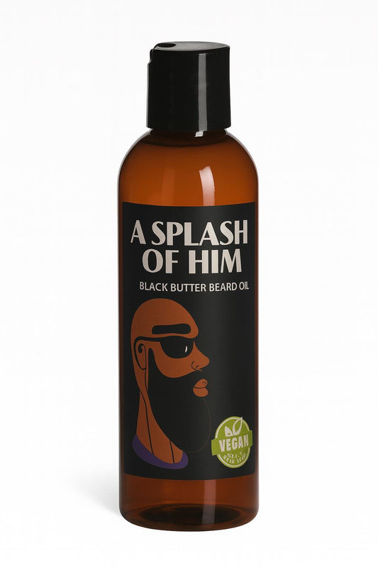 A Splash of Him Black Butter Beard Oil – Organic Vegan Growth Blend