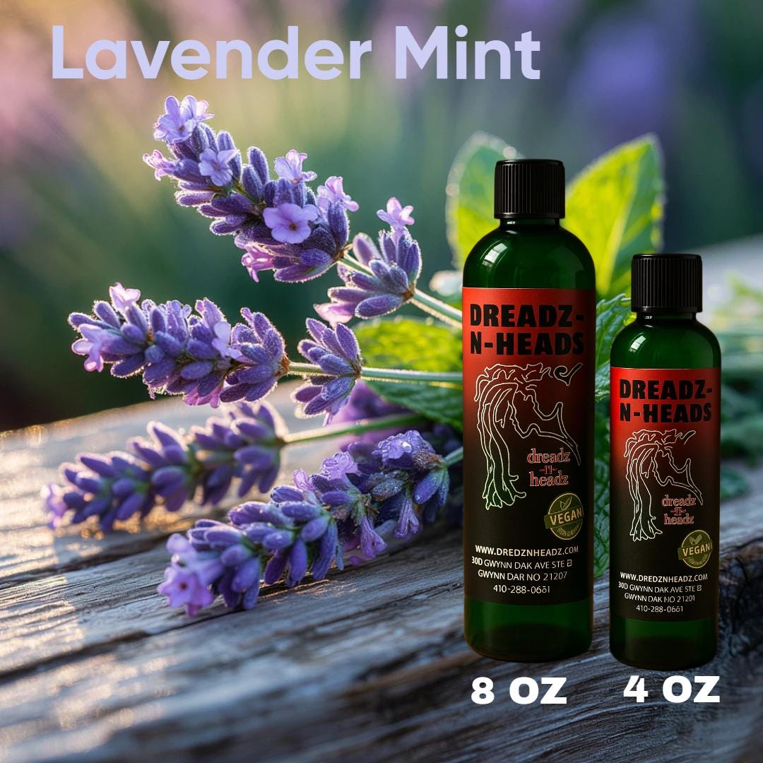 Lavender Mint Dreadz-N-Headz Hair & Body Oil - 100% Vegan. Handcrafted Moisture from Scalp to Sole.